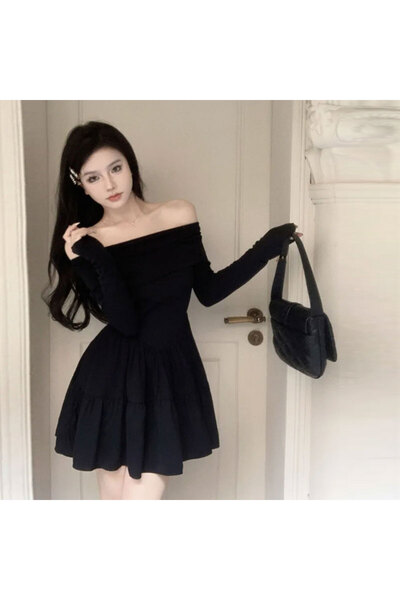 dorbe Women's Black Off-shoulder Mini Dress
