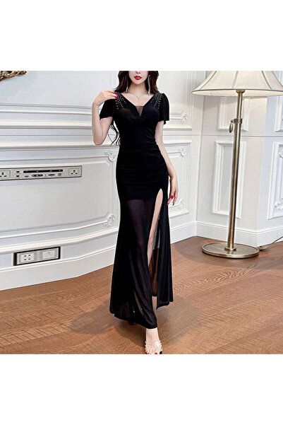 dorbe Women's V-neck Short sleeve Maxi Dress