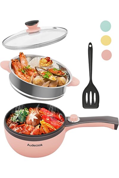 Audecook Electric Hot Pot Mini Electric Skillet Adjustable Power Nonstick Por...