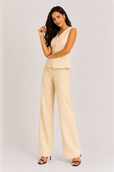 Cool & Sexy Yellow Tie-Dye Detailed Vest & Palazzo Pants Set