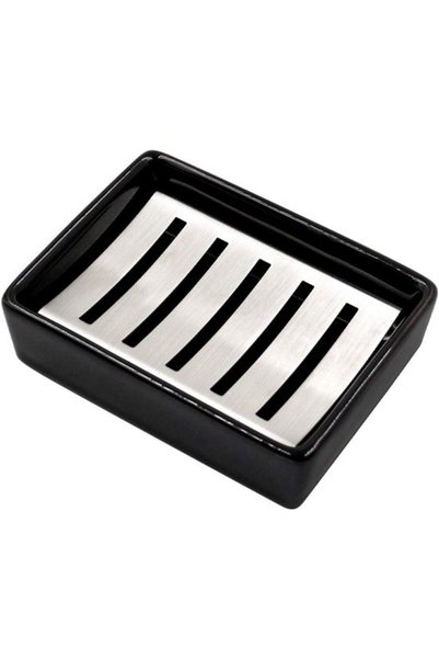 Morvena Picks Vasă de săpun ceramică Cabină de duș de baie din oțel inoxidabi...