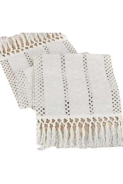 Morvena Picks Runner de masa in stil boem din amestec bumbac-in-poliester si ...
