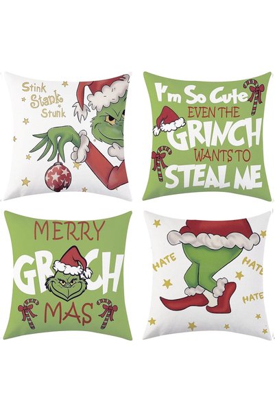 OtherMax Fețe de pernă pentru perne decorative de sărbători din in, set de 4 ...