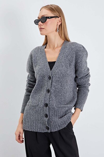 Fulla Moda Pocket Look V-Neck Casual Knitwear Cardigan