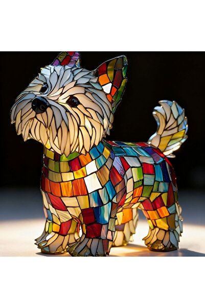 Morvena Picks West Highland White Terrier cu Pomeranian alb - Lampă de masă c...