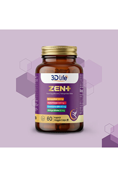 3DLife ZEN+ 60 Kapsül Glutatyon 200 mg, Kuersetin 100 mg, Resveratrol 100 mg,...