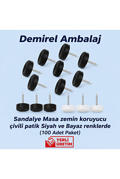 ÇİVİLİ SANDALYE PATİĞİ ZEMİN KORUYUCU BEYAZ VE SİYAH RENKLERDE (100 ADET)