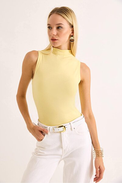 Raneel Kazançlı Alışveriş Women's Stand Collar Sleeveless Blouse Yellow