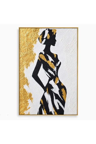 Luxcanva Tablou Canvas Silueta Eleganta 40x60 cm cu Rama Auriu Silueta Elegan...