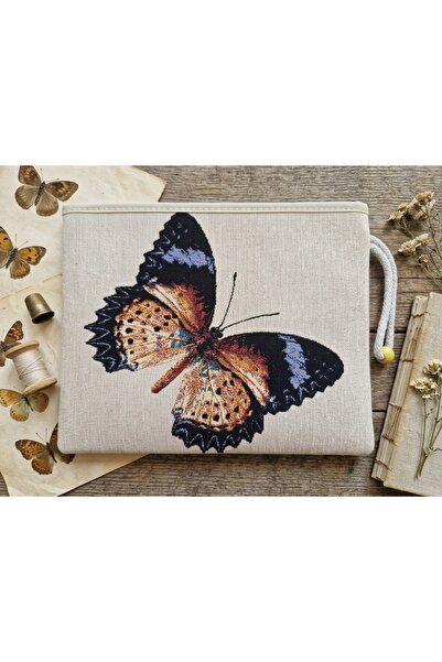 Goblen işlemeli kelebek temalı Clutch el çantası