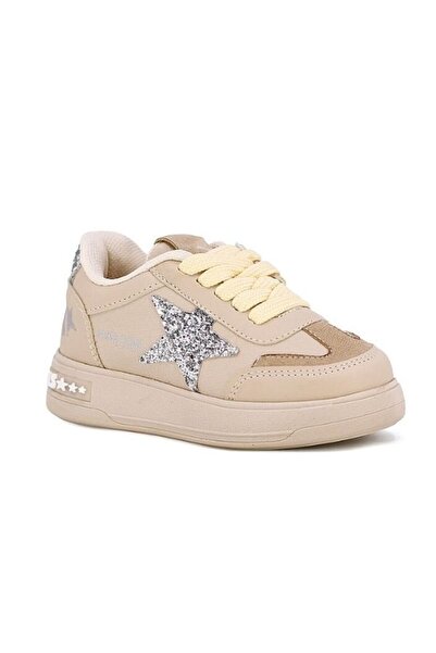 jadeer Girl's Starry Sneakers Beige-Silver 500604