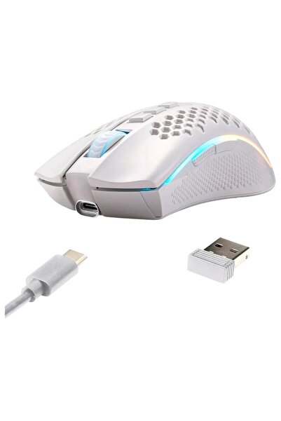 REDRAGON Mouse Gamer Storm Pro M808W-KS Beyaz Kablosuz, Petek Şekli, Kablosuz...