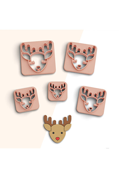 flament aşk Reindeer Polymer Clay Cutting Mold, Earring Molds, Cookie Mold, 5...