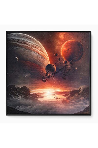Luxcanva Tablou Canvas Calatorie Intergalactica 100x100 cm cu Rama Negru Plan...