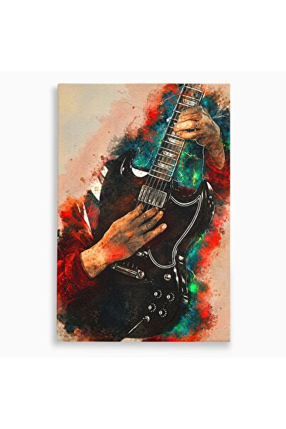 Luxcanva Tablou Canvas Chitara Electrica In Actiune 40x60 cm pe Sasiu Lemn Ch...