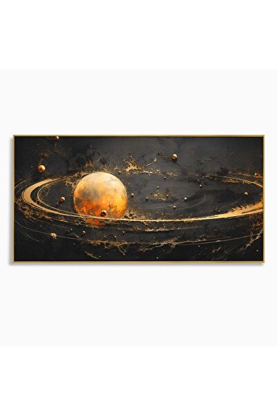 Luxcanva Tablou Canvas Planeta Surrealista 140x70 cm cu Rama Auriu Planeta Sp...