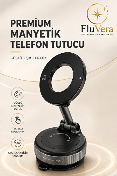 FluVera Manyetik Telefon Tutucu | 360° Döner Başlık 180° Ayarlanabilir Katlan...