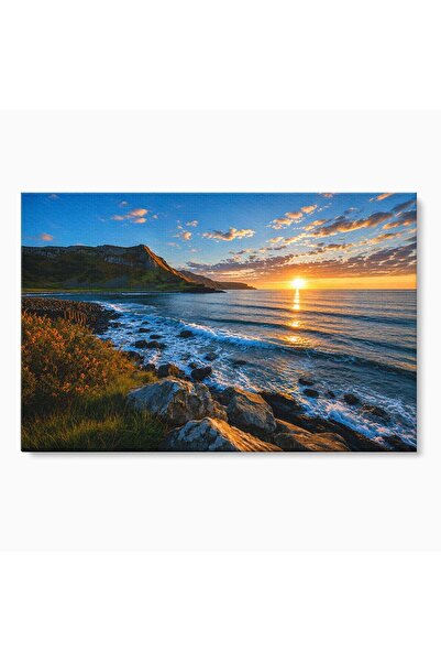 Luxcanva Tablou Canvas Apus Pe Tarmul Stancos 100x70 cm pe Sasiu Lemn Apus Ta...