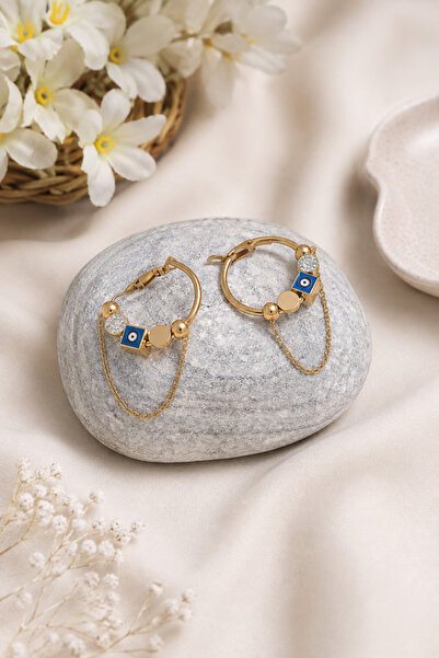 Archhazel Jewelery Cube Evil Eye Beaded Steel Earrings