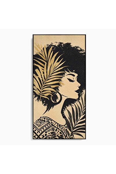 Luxcanva Tablou Canvas Silueta Eleganta Afro 50x100 cm cu Rama Negru Silueta ...