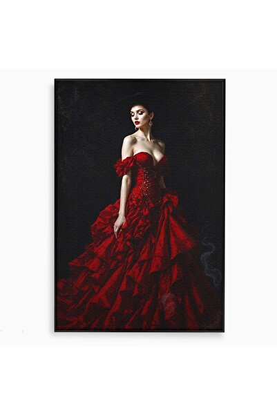 Luxcanva Tablou Canvas Eleganta In Rosu 80x120 cm cu Rama Negru Eleganta Roch...