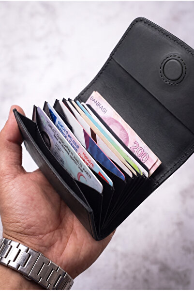 BeeBlack 100% Genuine Leather -Nox- Model Multi-Compartment Magnetic Unisex W...