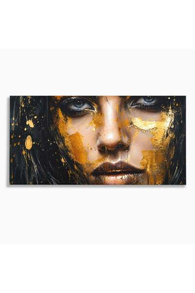Luxcanva Tablou Canvas Portretul Aurit 100x50 cm pe Sasiu Lemn Portret Femeie...