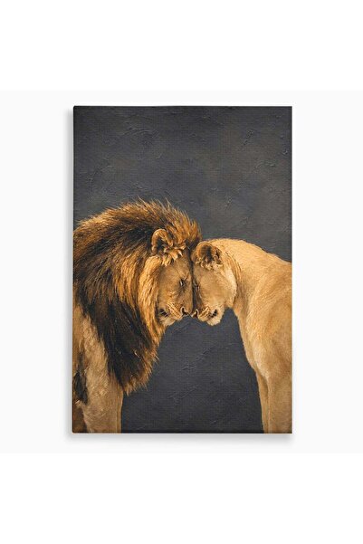 Luxcanva Tablou Canvas Leii Indragostiti 50x70 cm pe Sasiu Lemn Leu Dragoste ...