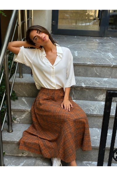 Retrobird Valerie Flared Long Skirt Women's Brick Red