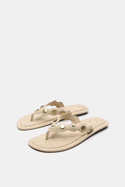 Buti Allbucks Pullbear Studded Genuine Leather Flat Slippers Sandals Abpnb00027