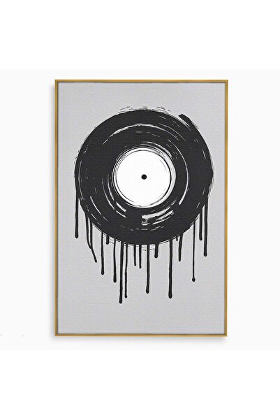 Luxcanva Tablou Canvas Vinil Topit 40x60 cm cu Rama Auriu Vinil Muzica Abstract