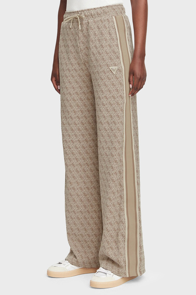 Guess Allover Jacquard 4g Logo Relaxed Fit Straight Leg Women's Trousers V6Yb...