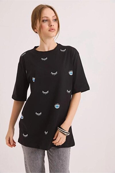 Raneel Kazançlı Alışveriş Tricou oversize pentru femei, cu decolteu rotund și...