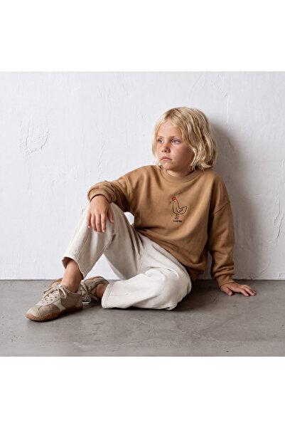 Alvadonna Oversize Embroidered Front Sweatshirt, Balloon Denin Pants Set
