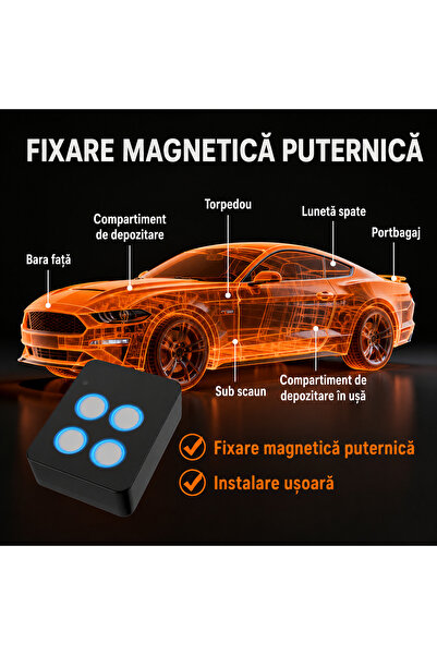 ellitiq Mini GPS Tracker auto 4G Magnetic, Baterie 10000 mAh, Localizator GPS in timp real prin aplicatie, pentru masina, moto si bagaje, Alarma anti-furt si viteza, Geofence, Istoric trasee, Negru