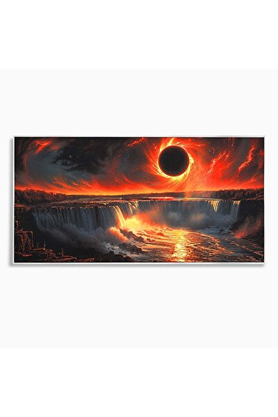Luxcanva Tablou Canvas Eclipsa Mistica 140x70 cm cu Rama Argintiu Eclipsa Cas...