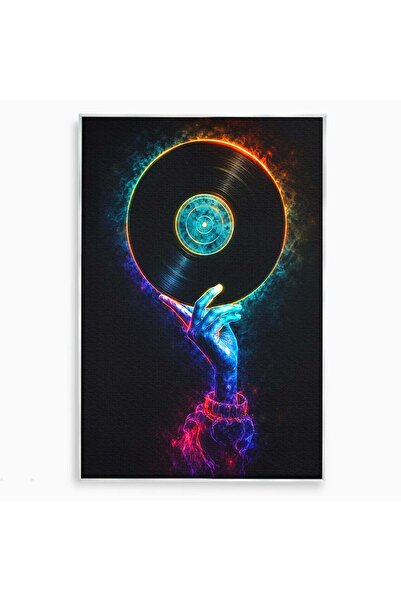 Luxcanva Tablou Canvas Vinil Cosmic 80x120 cm cu Rama Argintiu Vinil Muzica A...