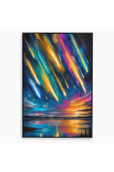 Luxcanva Tablou Canvas Ploua Cu Stele Cazatoare 70x100 cm cu Rama Negru Stele...
