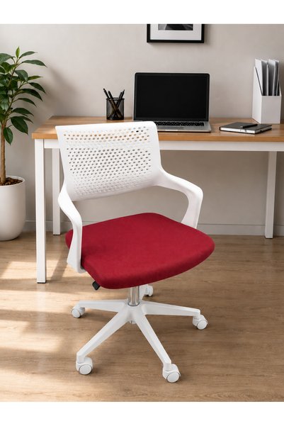 VİZYON SEPET Ergonomik Fileli Ofis Çalışma Koltuğu - Beyaz Çalışma Koltuğu, B...