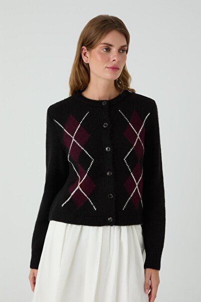 inspiration Ladi̇n Baklavali Cardigan Black