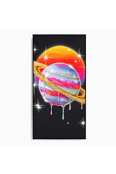 Luxcanva Tablou Canvas Planeta Curcubeu 50x100 cm cu Rama Negru Planeta Spati...