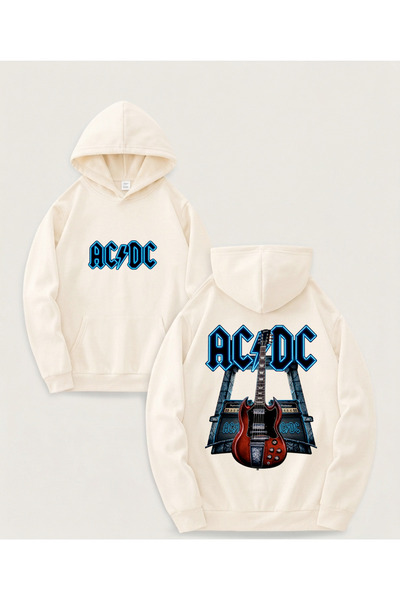 STİL-X SEZON NOU, SWEATSHIRT SUPRADimensionat cu imprimeu AC/DC, Țesătură moa...