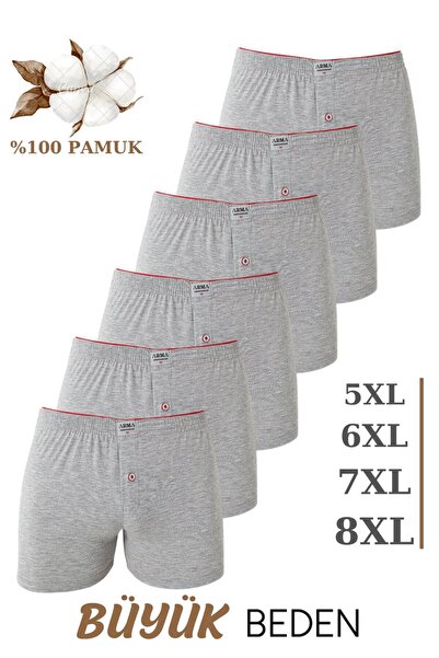 Arma Yıldız 6 Pack Men's Wide Fit Large Size Boxer Oversized Underwear 100% C...
