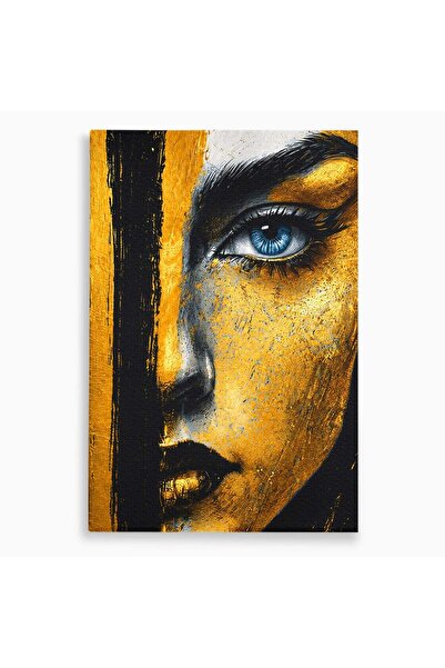 Luxcanva Tablou Canvas Privire Aurie 70x100 cm pe Sasiu Lemn Portret Fata Art...
