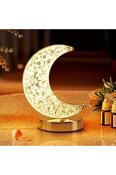Snooe مصباح مكتب على شكل هلال كريستالي، إضاءة ليلية فاخرة بتقنية LED لغرفة ال...