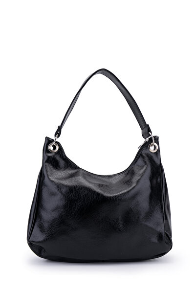 minebag Women's Shoulder Bag Sofia Black with Metal Ring and Clip Detail
