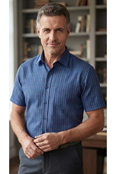 ARMA STİL 100% Cotton Short Sleeve Classic Men's Shirt with Pockets