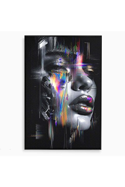 Luxcanva Tablou Canvas Chip Cybernetic 70x100 cm cu Rama Negru Portret Cyberp...