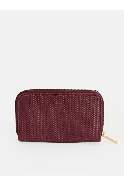 LC Waikiki Peak New Season Burgundy Knitted Patterned Women's Wallet