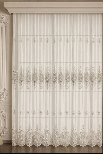 Premier Home Grek Kordone Aplik 15796 Brode Special Size Tulle Curtain 220X27...